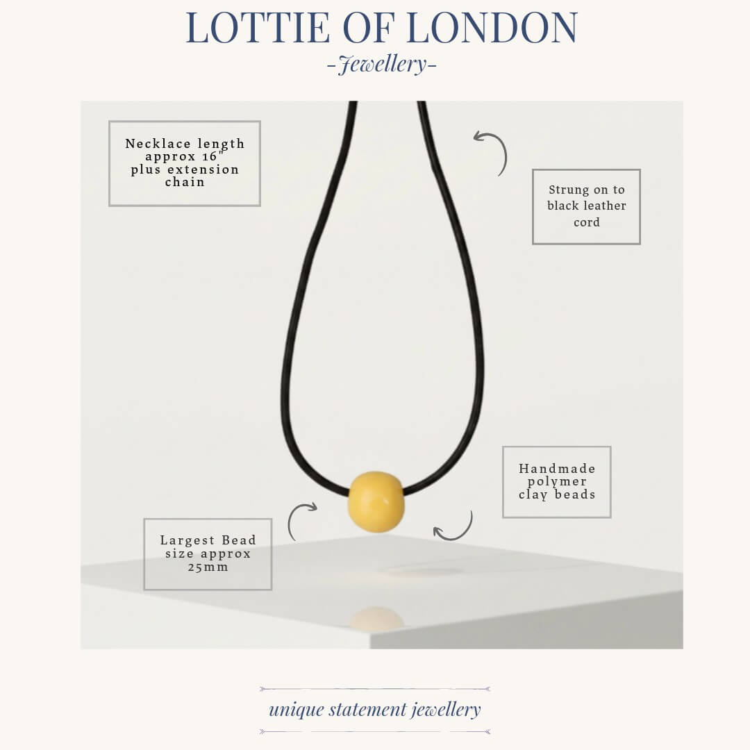 Yellow Chunky Bead Necklace for Women, infographics, handmade jewellery at Lottie Of London