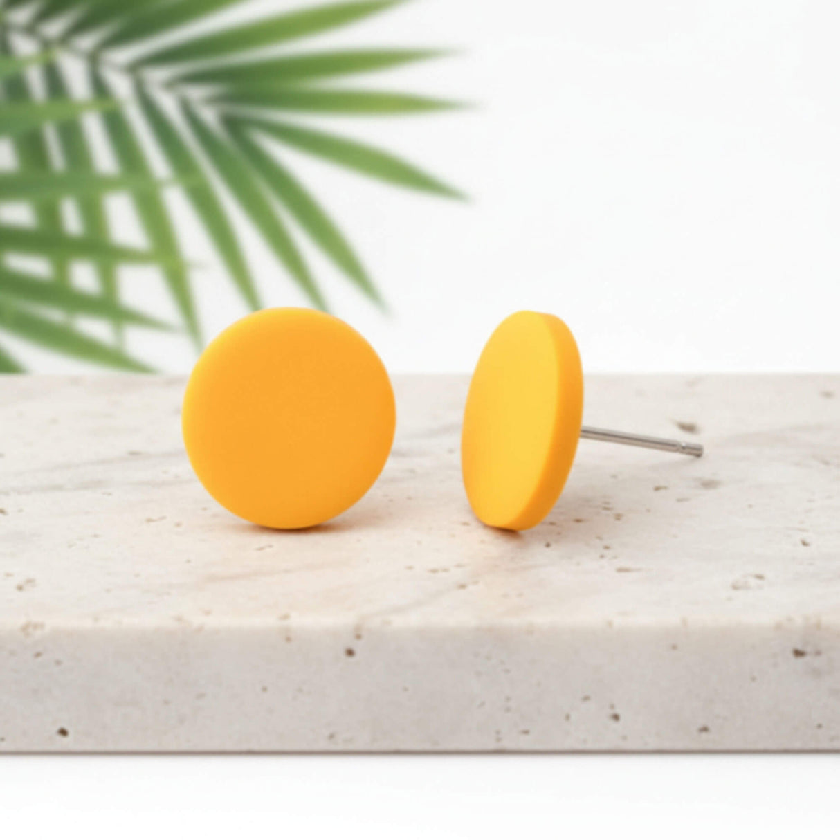 Bright Yellow Stud Earrings – Minimalist Handmade  Clay Jewellery