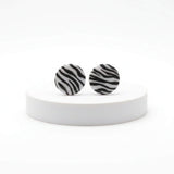 animal print stud earrings, handmade clay jewellery at Lottie of London, lifestyle image
