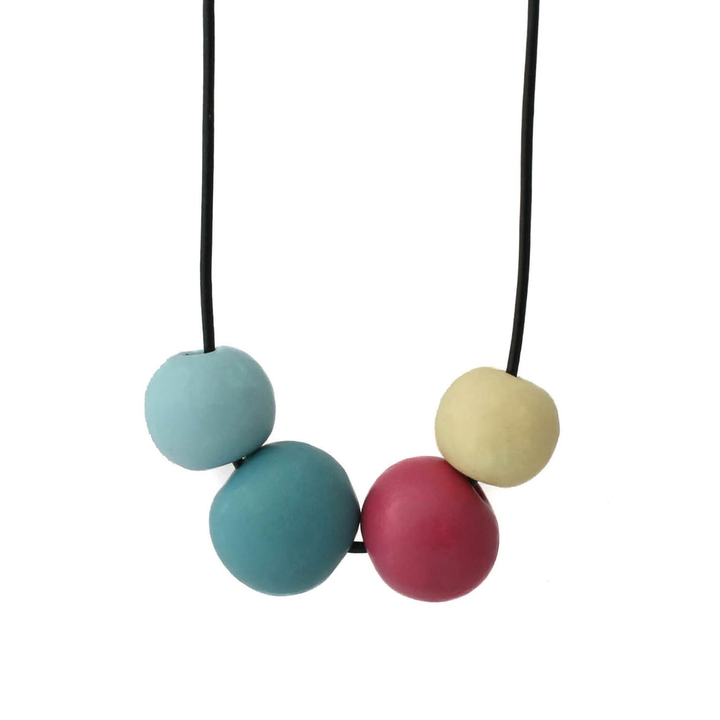 chunky bead necklace for women | Multi coloured clay statement jewellery