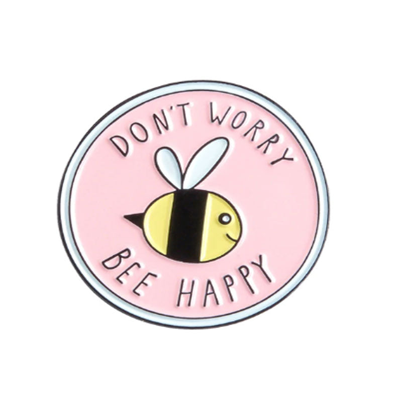 Enamel Pins Bee Happy | Fun Quotes Pins at Lottie Of London