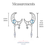 Moon stud earrings for women | Moonstone jewellery gifts