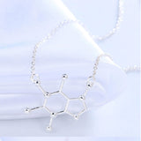 Caffeine Molecule Charm Necklace