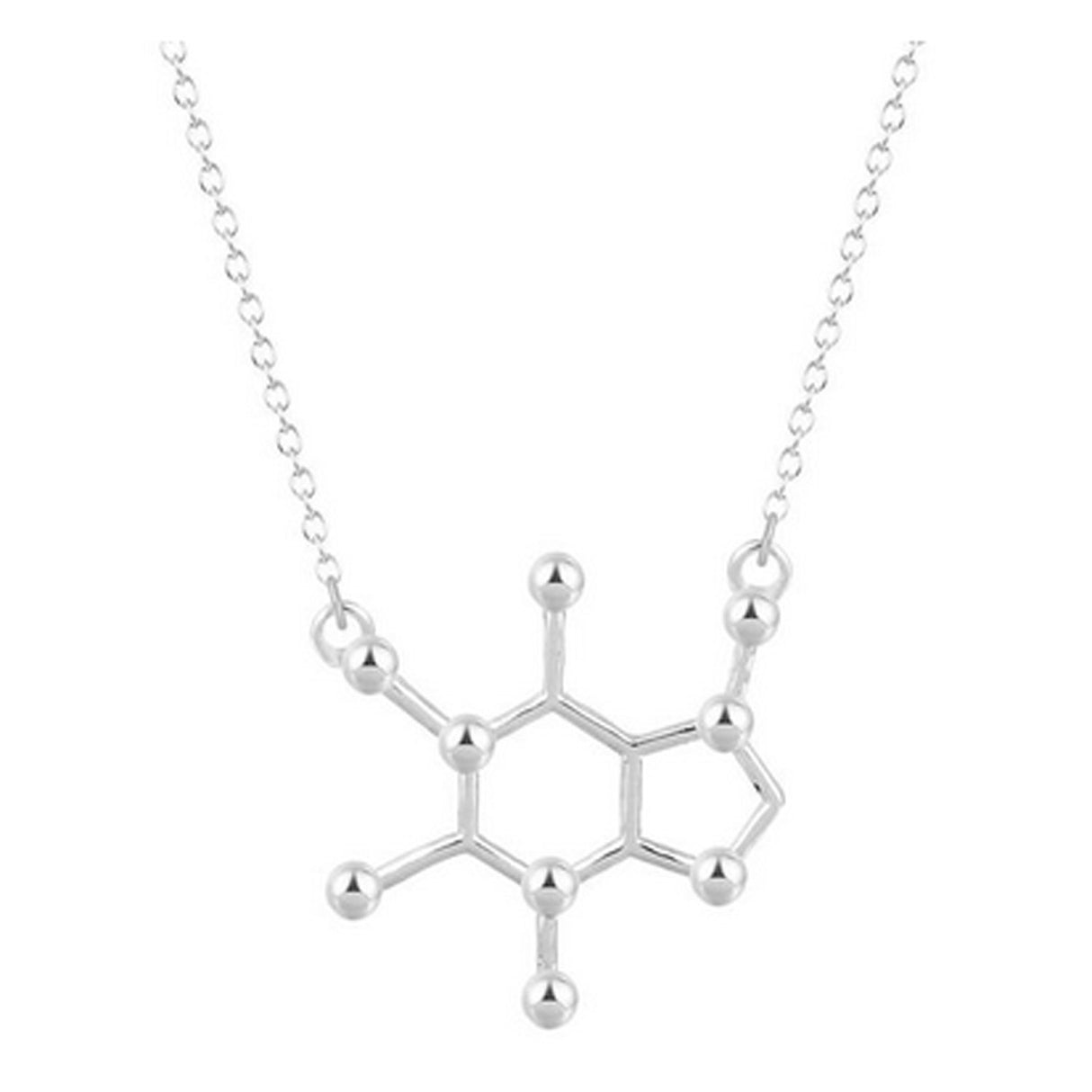 Caffeine Molecule Charm Necklace