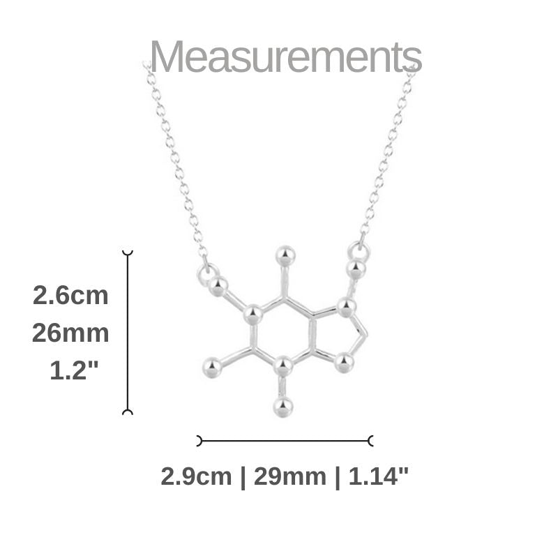 Caffeine Molecule Charm Necklace