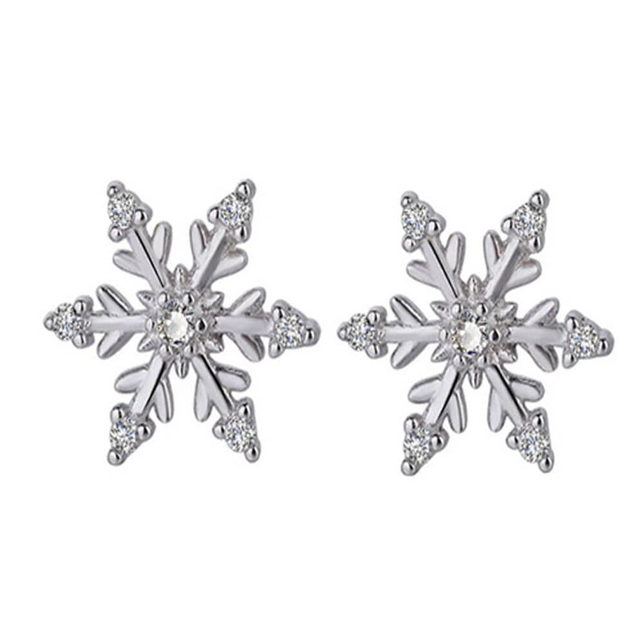 Sterling Silver Snowflake Drop Earrings