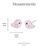 Tiny Bird Stud Earrings in Pink for Women