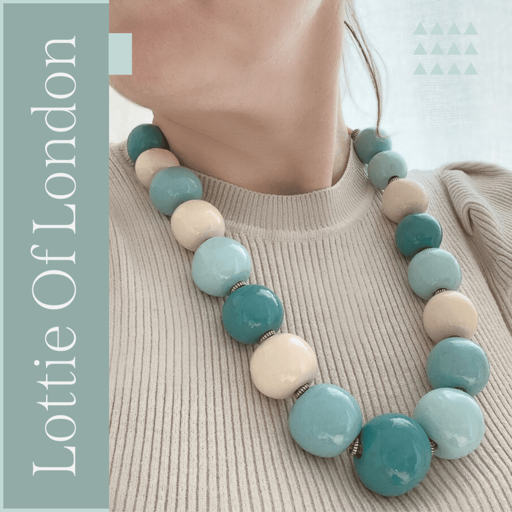 Chunky statement necklace for women in pale blue