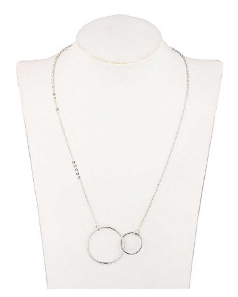 Interlocking double circle necklace for women