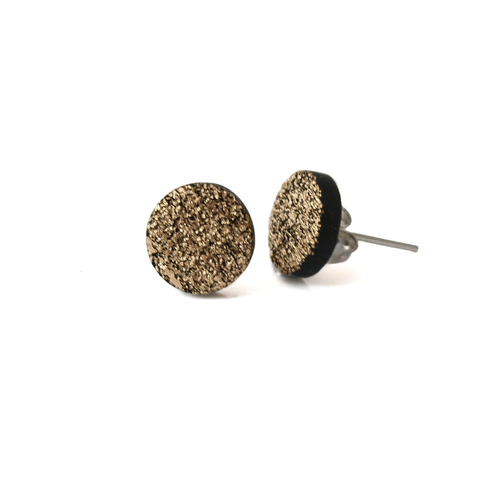 Disc stud earrings for women in gold leafing | Geometric Mix and match studs