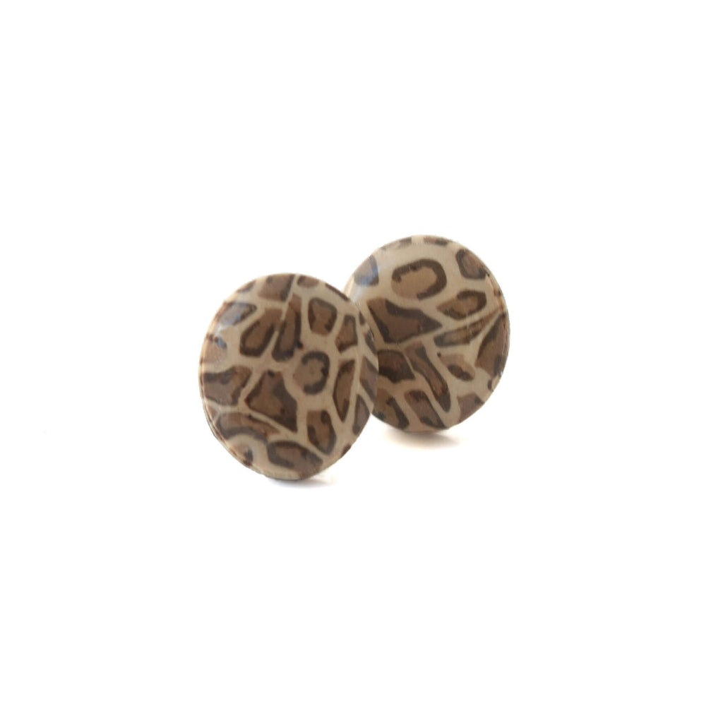 Leopard print stud earrings for women