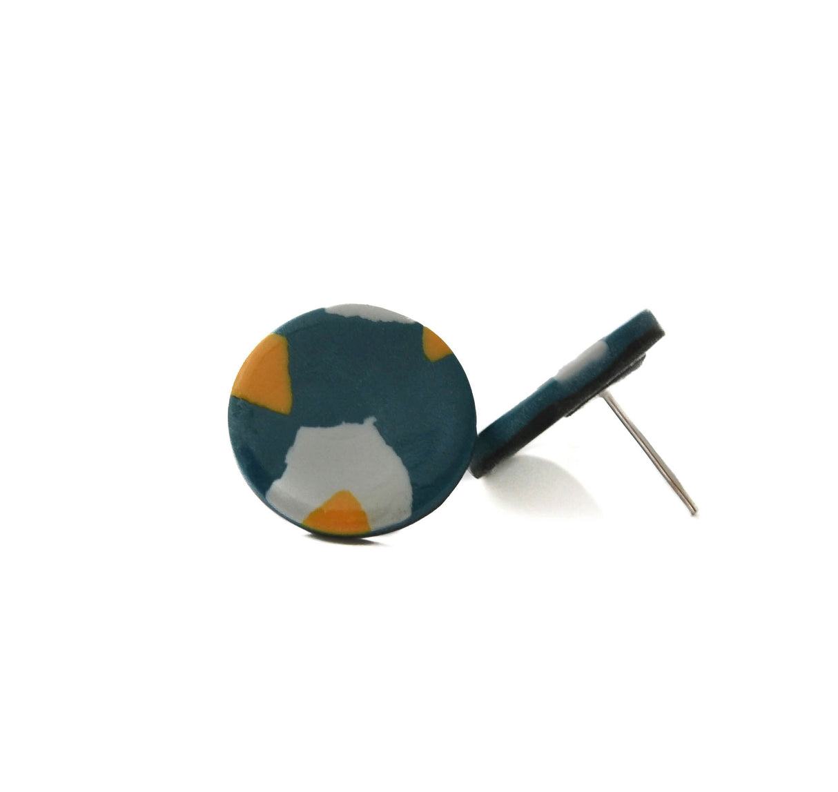 Large navy blue stud earrings for women