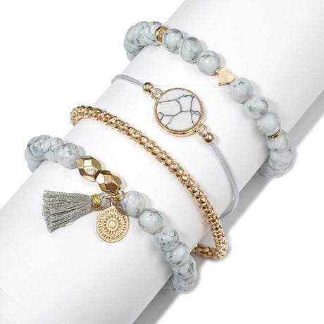 Boho Stacking Bracelets in Grey - Lottie Of London Jewellery