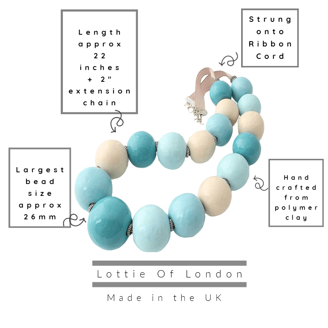 Chunky bead necklace for women in pale blue