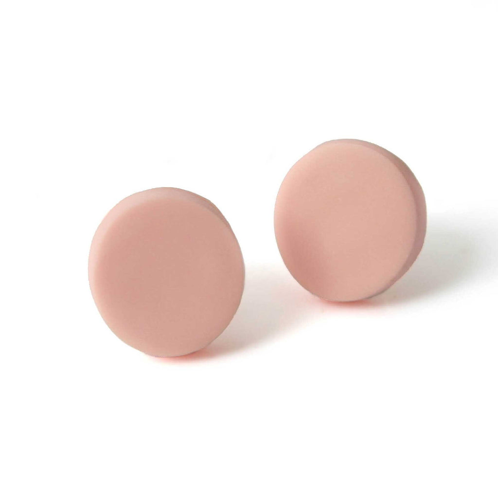 disc stud earrings for women in pink
