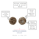 Circle stud earrings for women in leopard print design