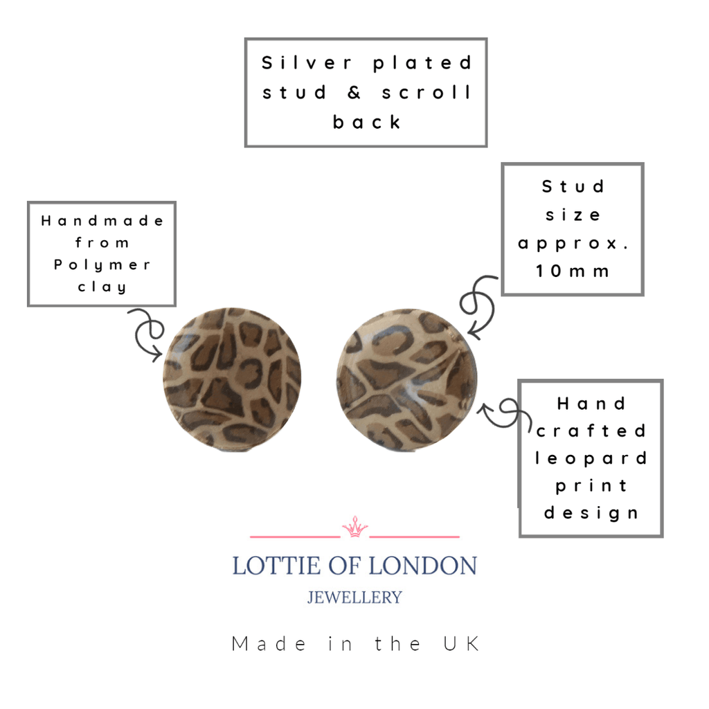 Circle stud earrings for women in leopard print design