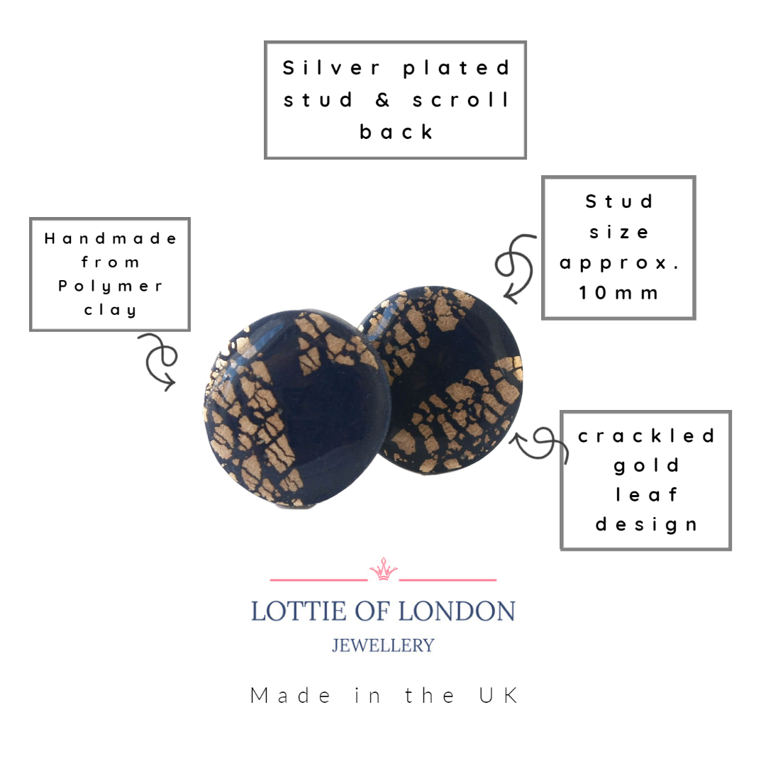 Navy and Gold Stud Earrings for Women | Mix & Match