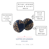 Navy and Gold Stud Earrings for Women | Mix & Match