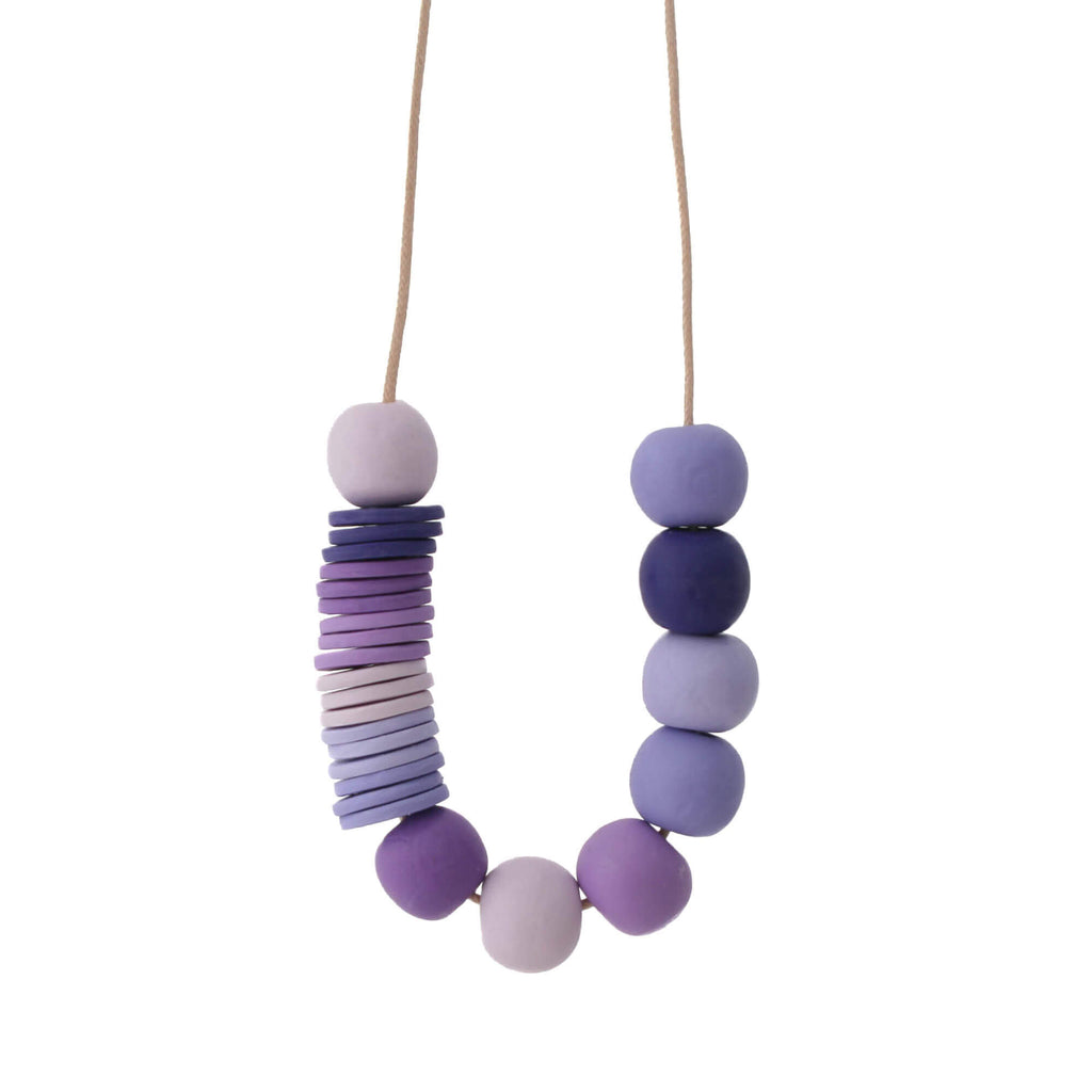 Purple bead necklace for women | Clay statement jewellery  | Lottie Of London