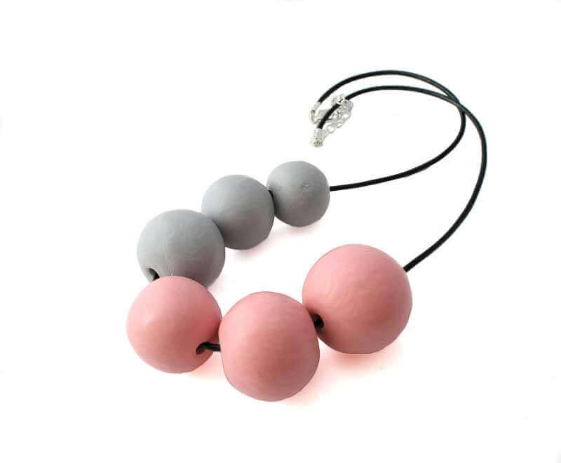 Chunky Statement Necklace in Grey & Pink - Lottie Of London Jewellery