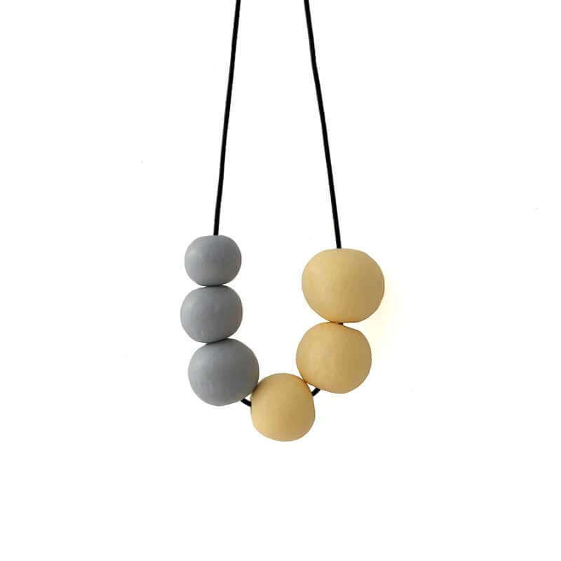 Chunky Statement Necklace in Grey & Yellow - Lottie Of London Jewellery