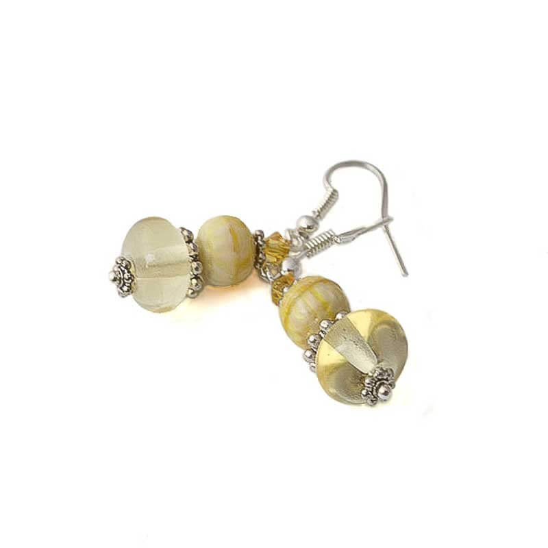 Yellow Glass Bead Earrings for Women - Lottie Of London Jewellery