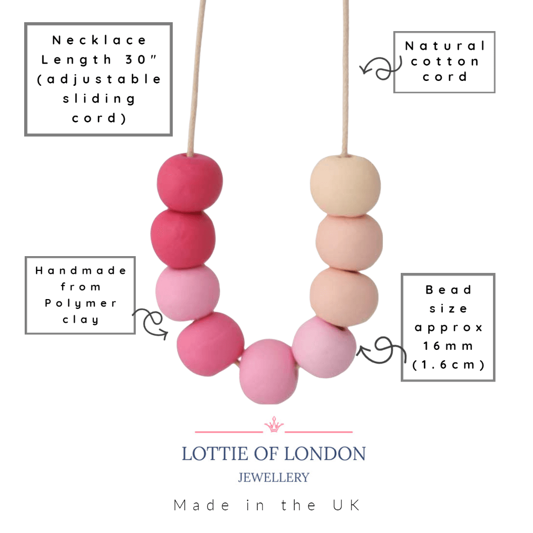 Pink Long Bead Necklace for Women