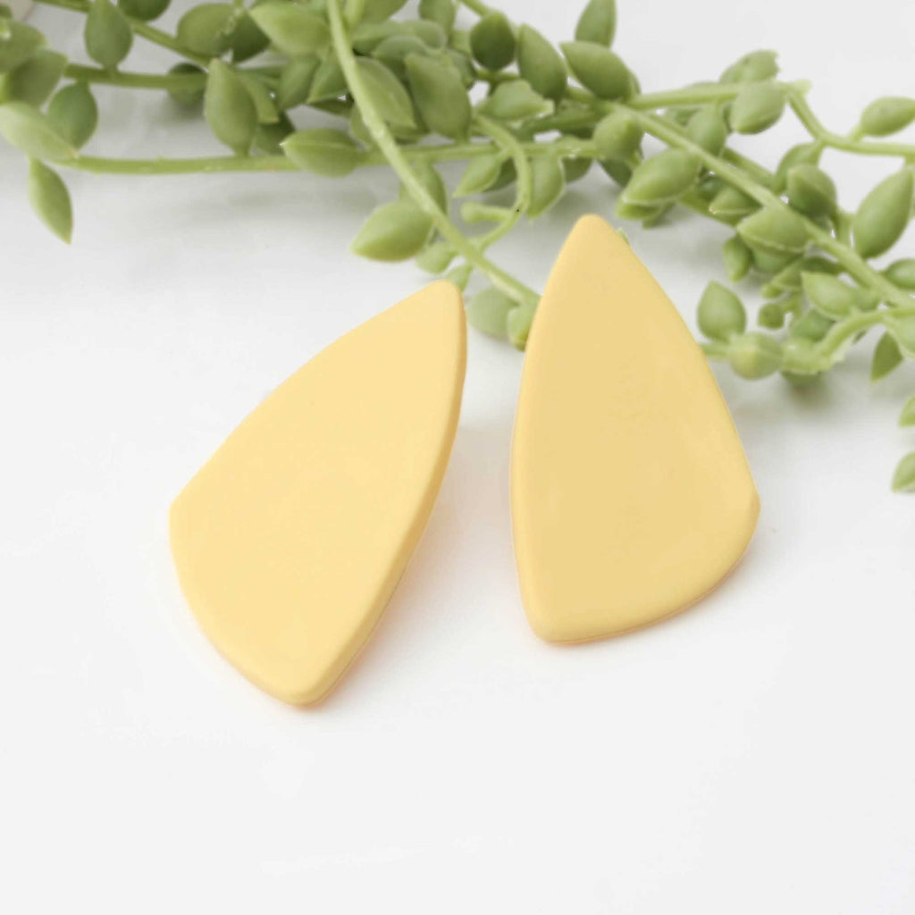 Large geometric stud earrings for women in yellow