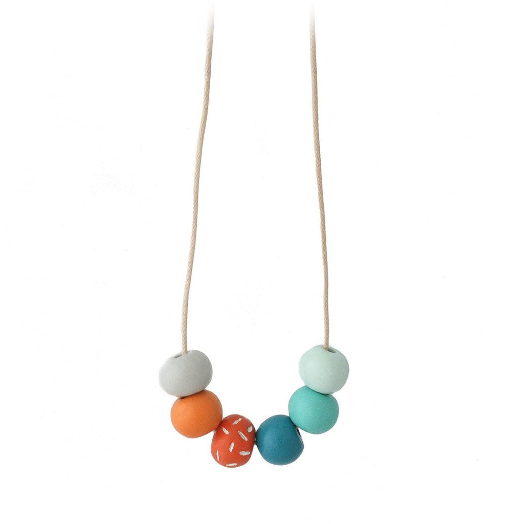 Turquoise & Orange Long Bead Necklace - Lottie Of London Jewellery