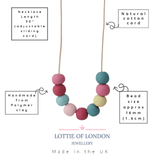 Colourful Bead Necklace for Women | Long Adjustable Clay Necklace