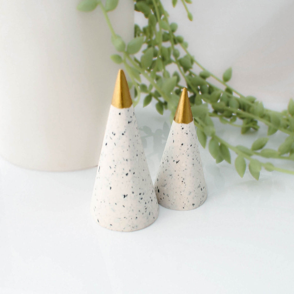 White Ring Holder in Granite | Ring Cones and Jewellery Storage
