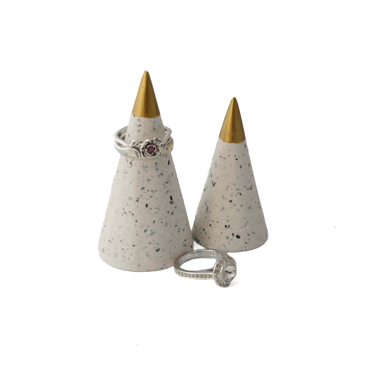 White Ring Holder in Granite | Ring Cones and Jewellery Storage