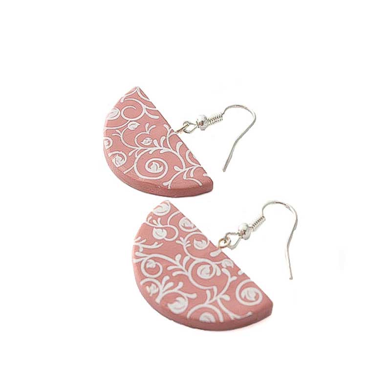 Half Moon Drop Earrings for Women in Pink - Lottie Of London Jewellery