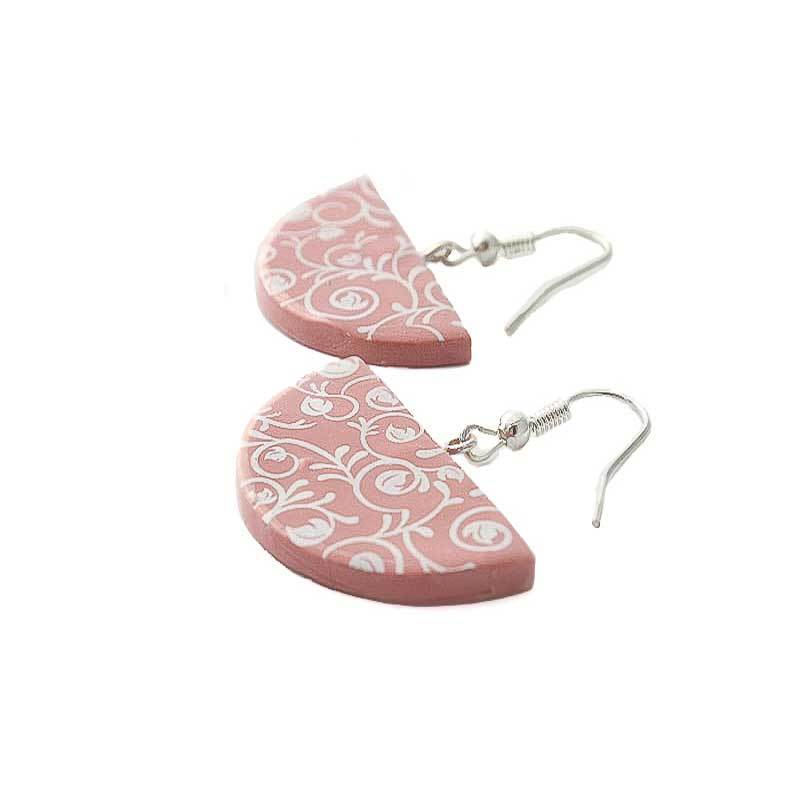Half Moon Drop Earrings for Women in Pink - Lottie Of London Jewellery