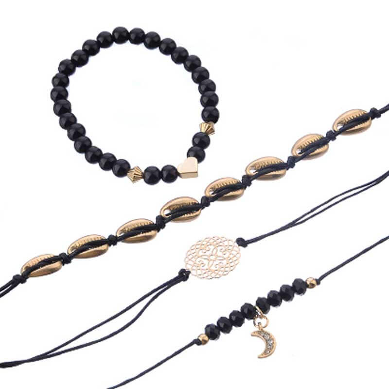Boho Stacking Bracelets in Black - Lottie Of London Jewellery