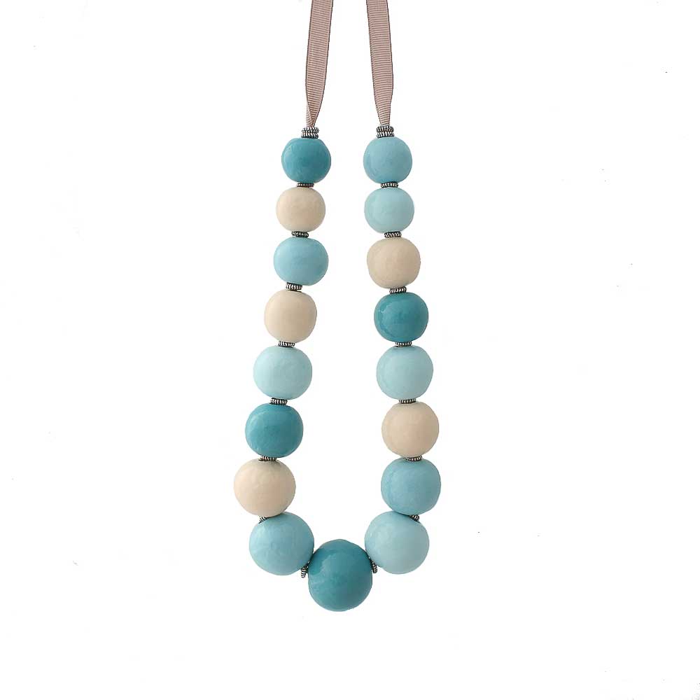 Chunky statement necklace for women in pale blue