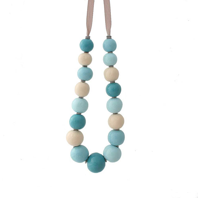 Chunky statement necklace for women in pale blue
