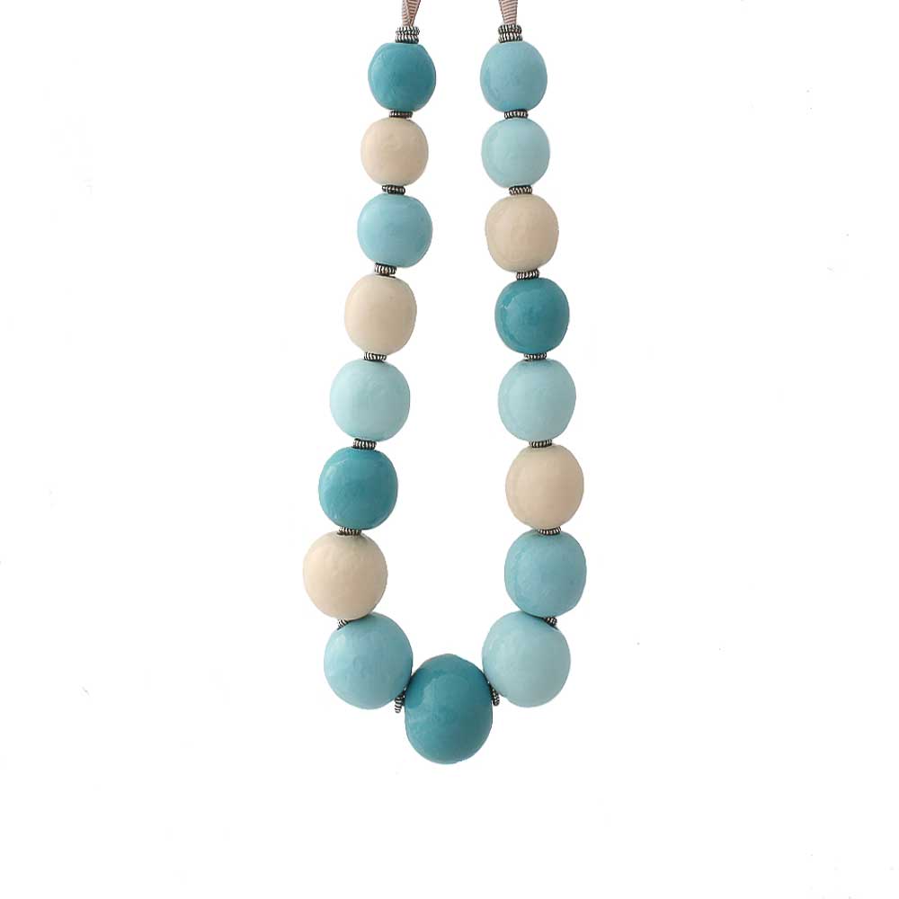 Chunky statement necklace for women in pale blue