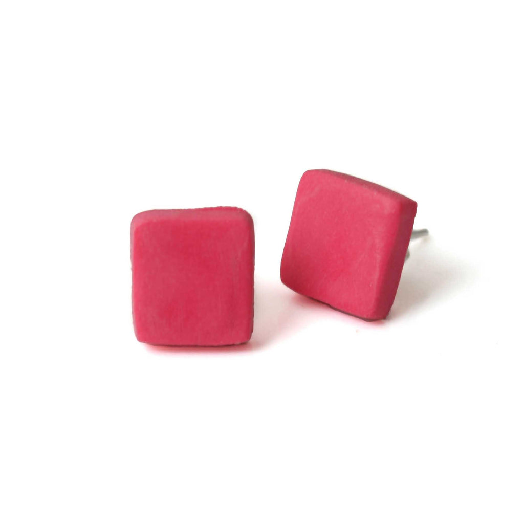 geometric stud earrings for women in pink